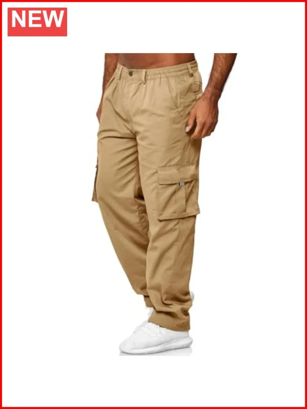 Men's Cargo Jogger Pants 6-Pocket Cotton Spandex Relaxed Fit Straight Leg